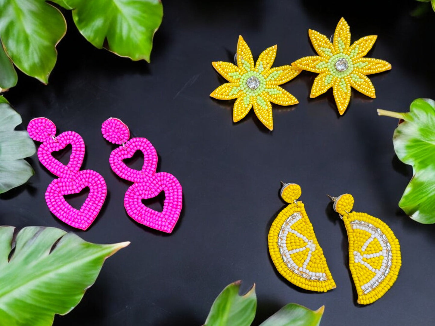 Lemon Handbeaded Earrings