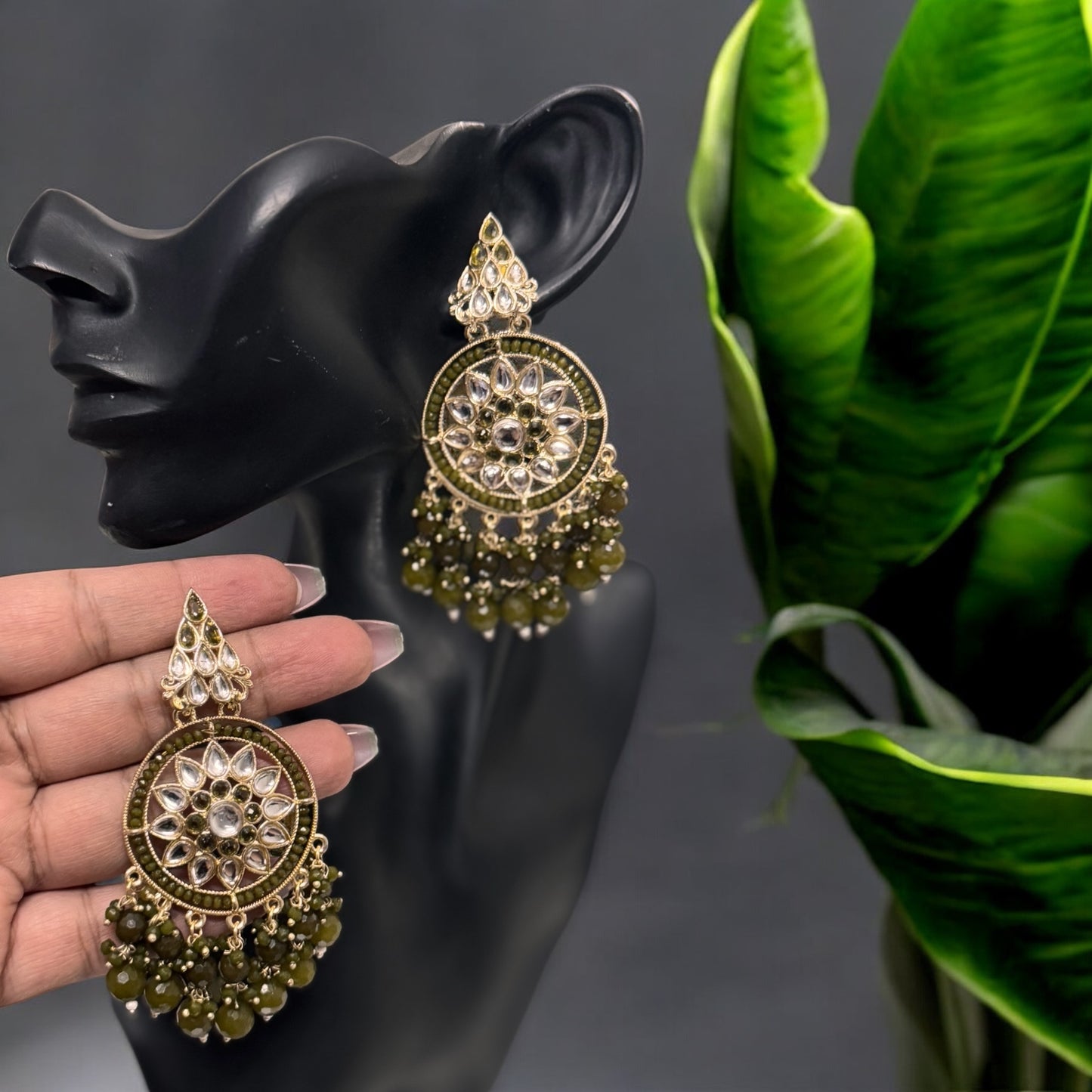 Mehndi Kundan Earring