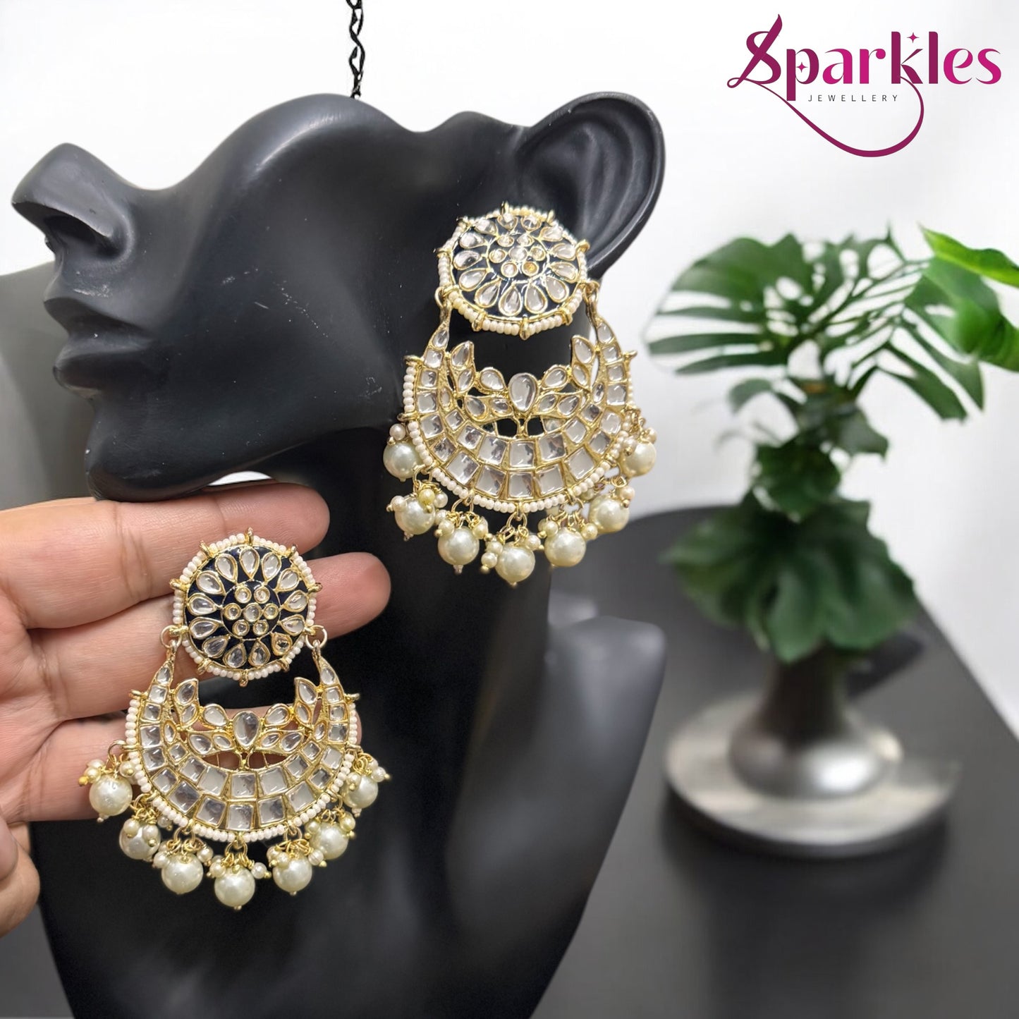 Black Kundan Earrings