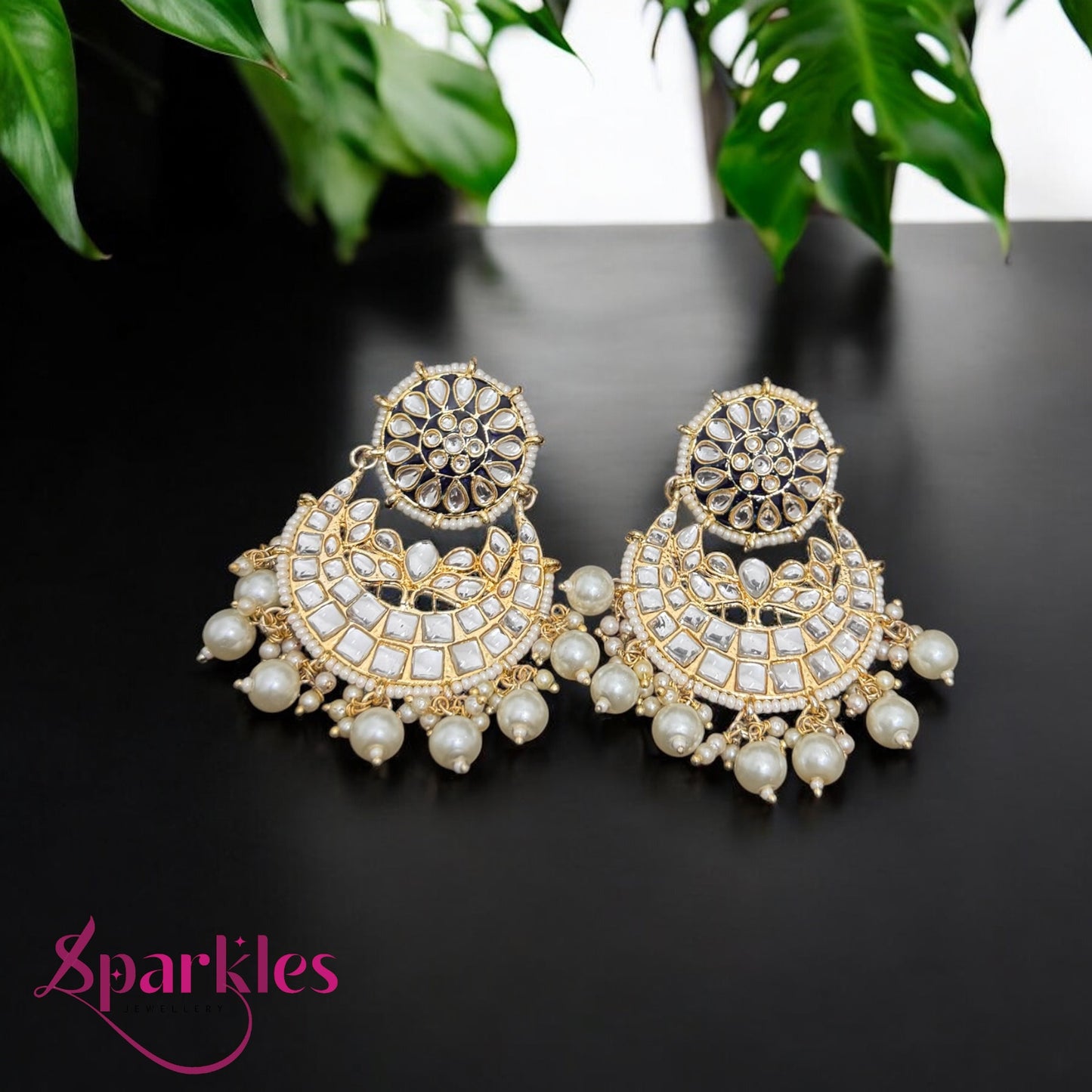 Black Kundan Earrings