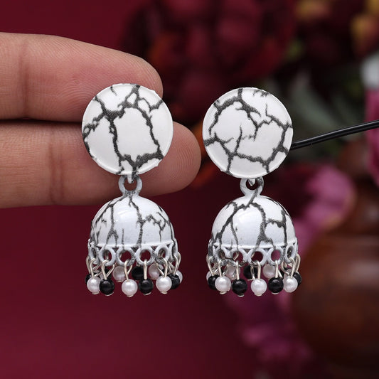 White and Black Color oxidised earrings