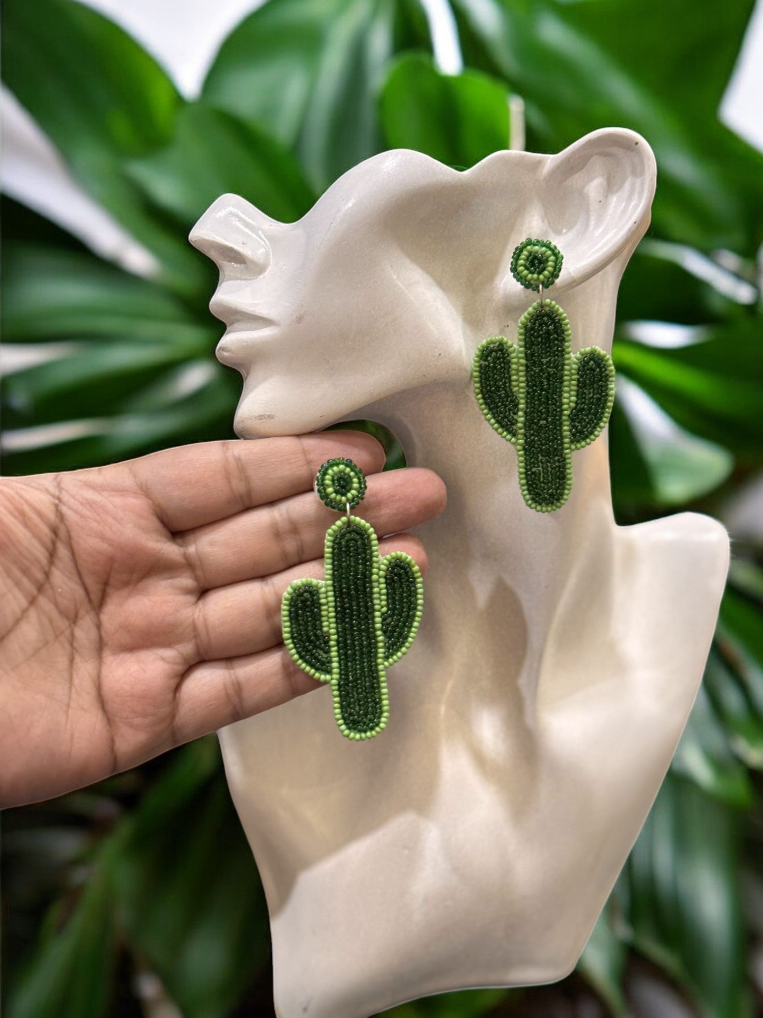 Cactus Handbeaded Earrings