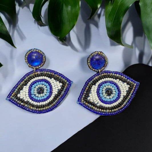 Evil Eye Handbeaded Earrings