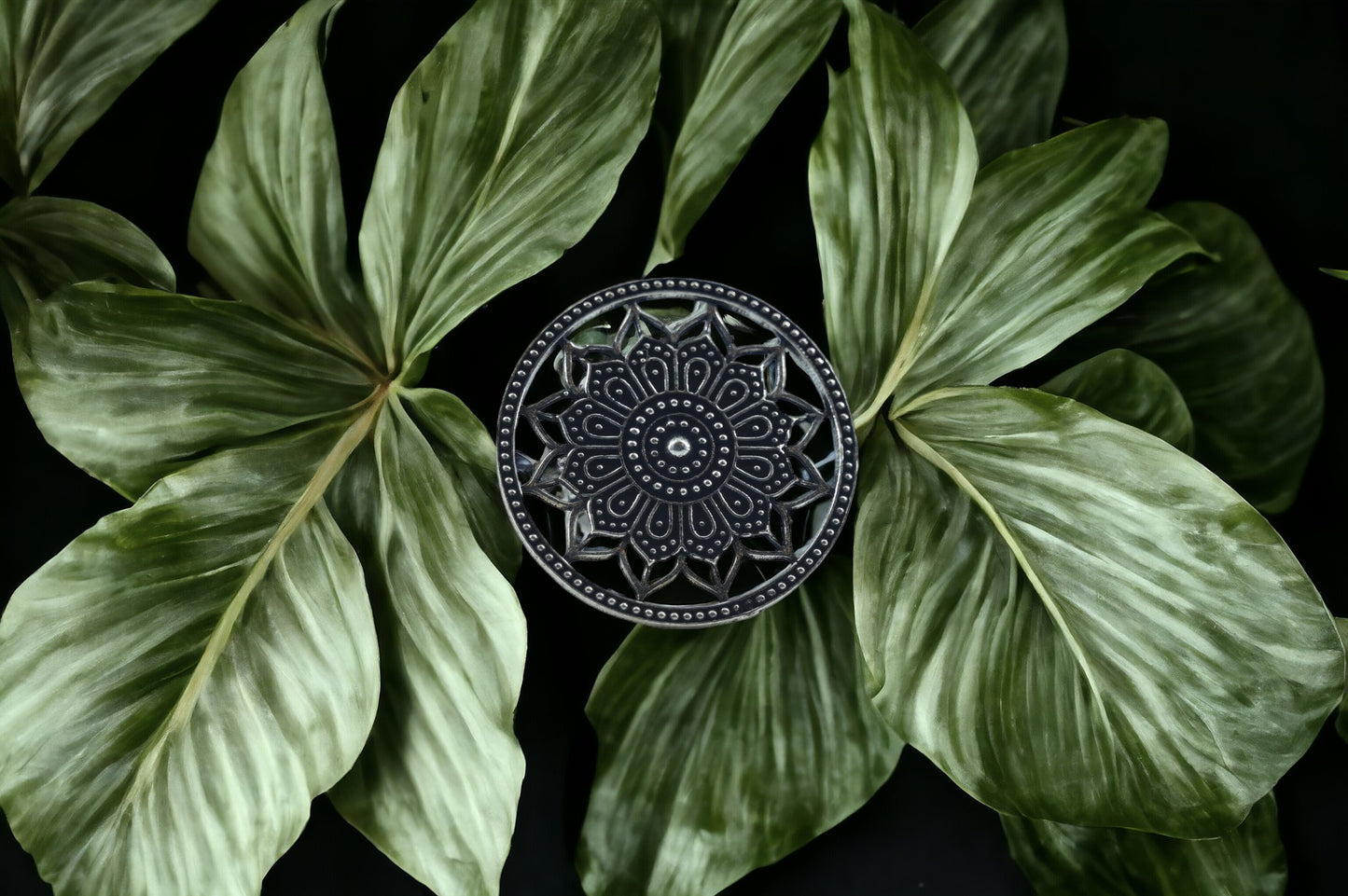 Flower Oxidised Ring