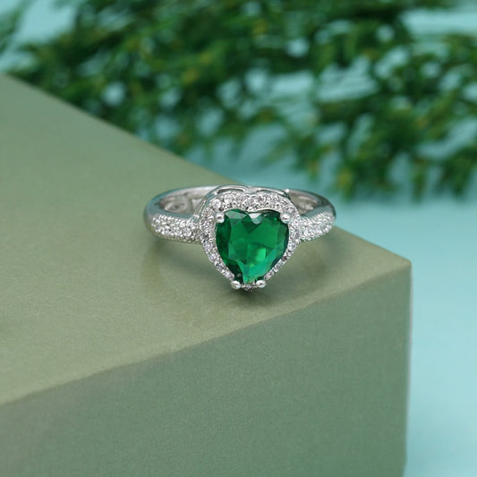 Green Heart American Diamond Ring