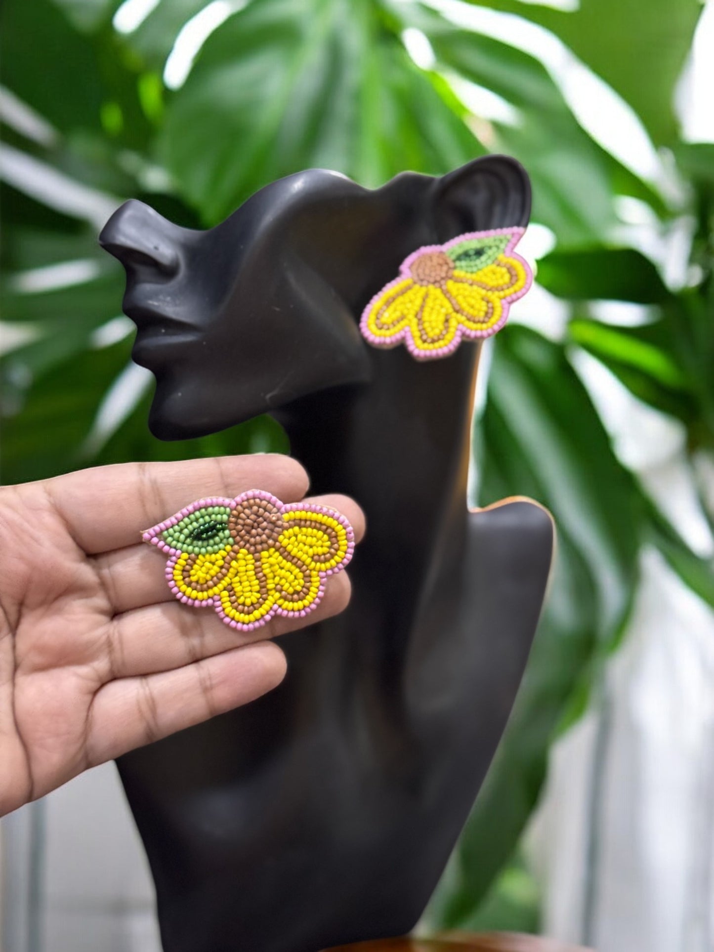 Half Flower Handbeaded Earrings