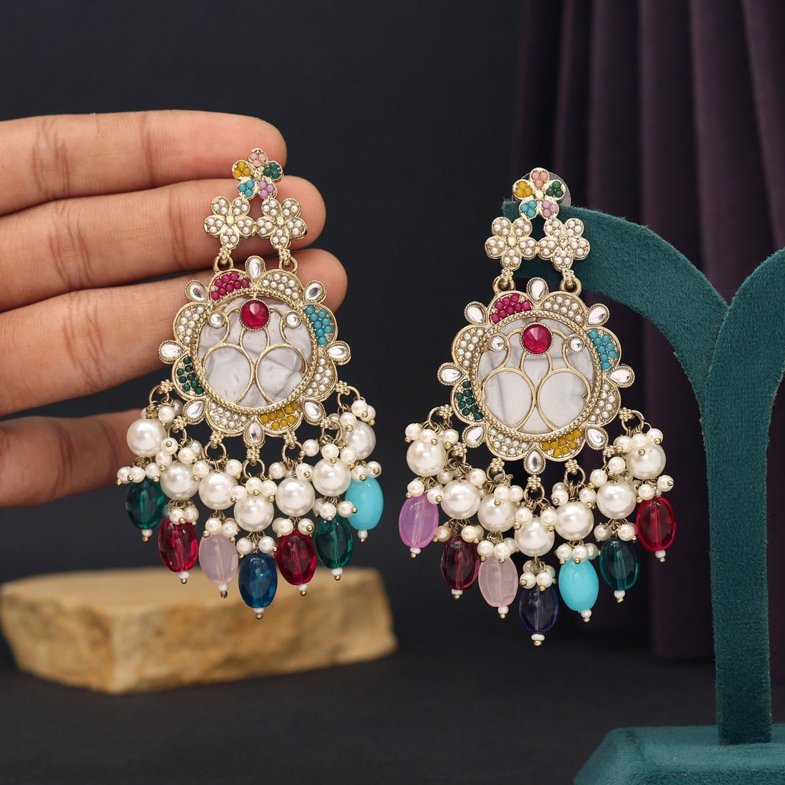 Kundan & Mother of Pearl Earrings