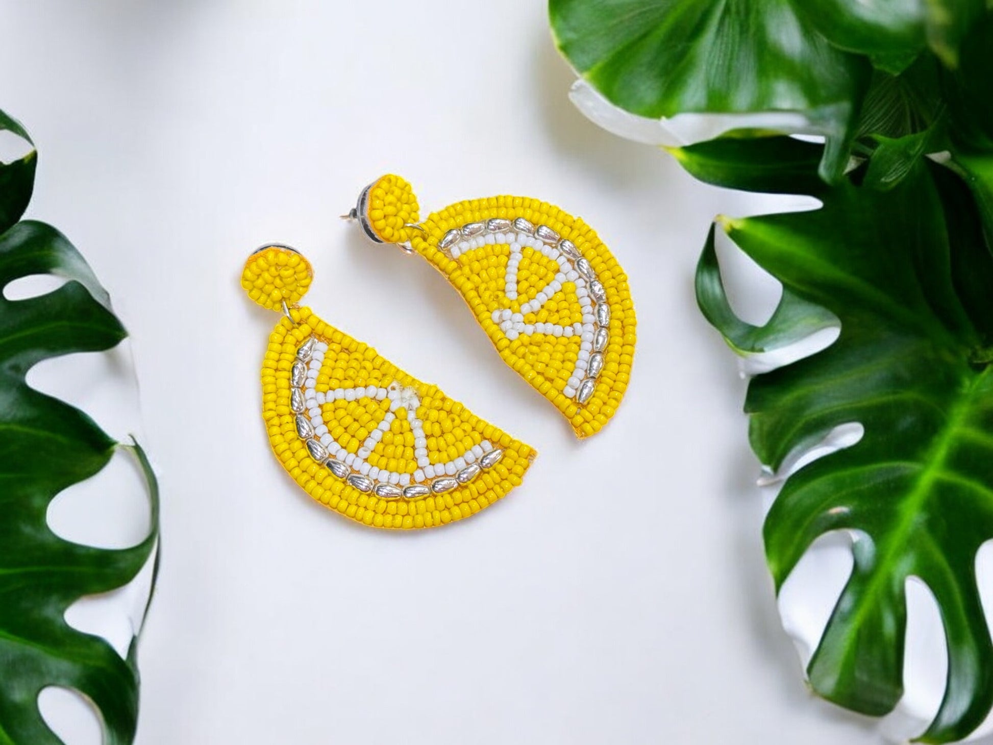 Lemon Handbeaded Earrings