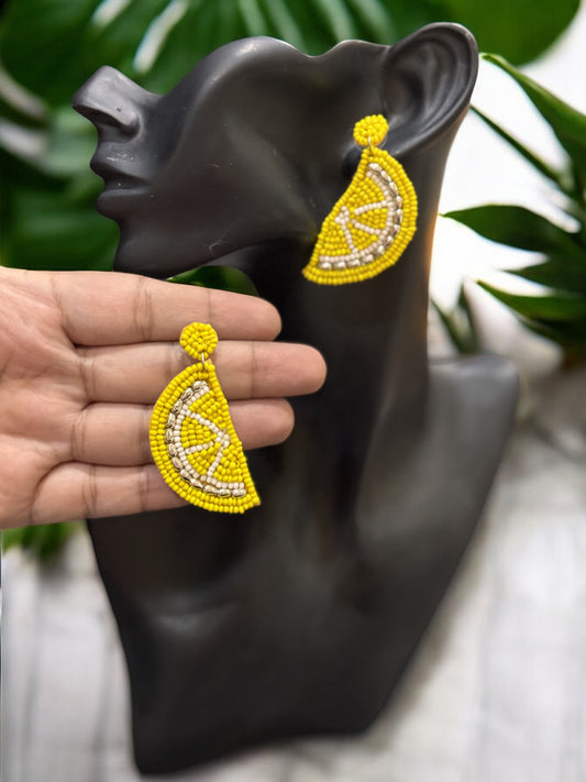 Lemon Handbeaded Earrings