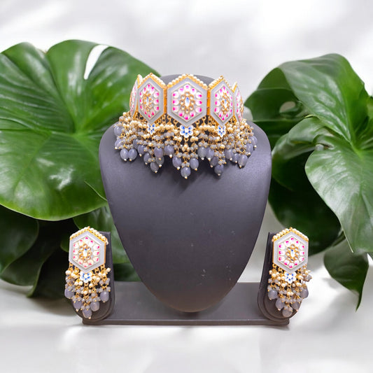 Meenakari Necklace Set with Maangtikka