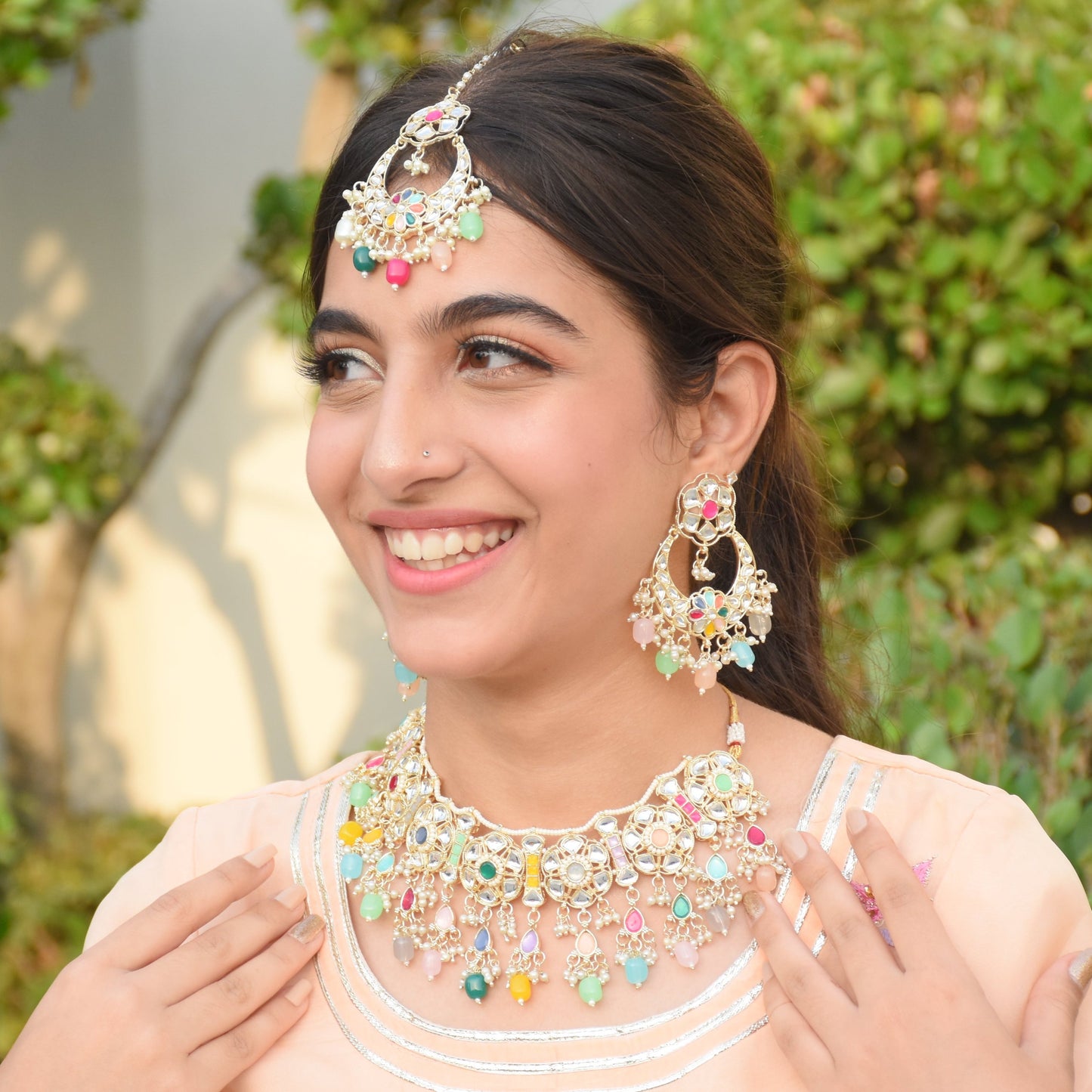 Multicolor Kundan Necklace Set