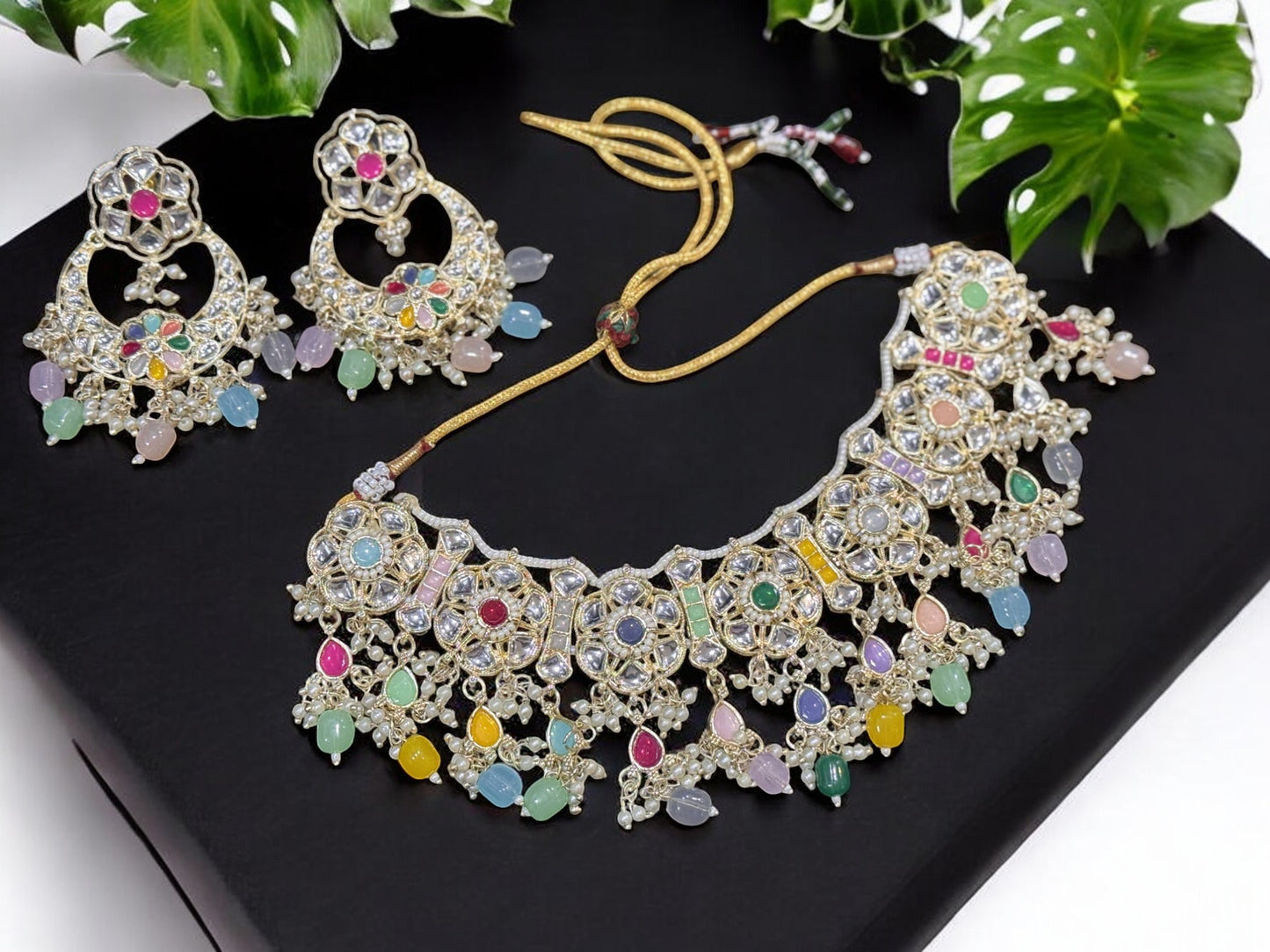 Multicolor Kundan Necklace Set