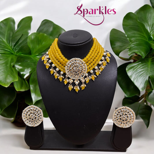 Mustard Kundan Necklace Set