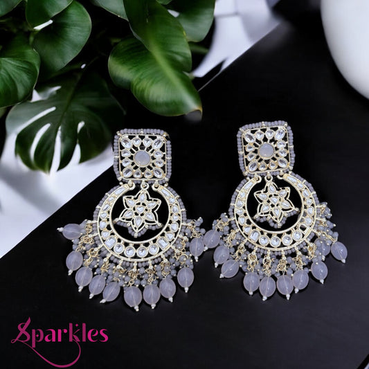 Oh So Grey’ Kundan Earrings