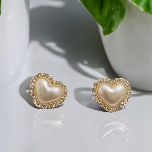 Pearl Heart Earrings