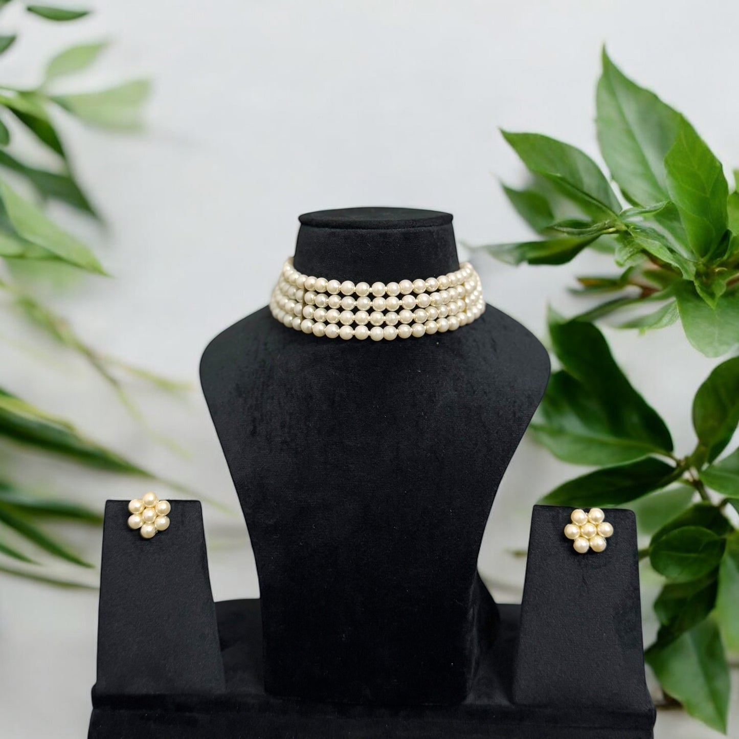 Pearl Choker Necklace Set
