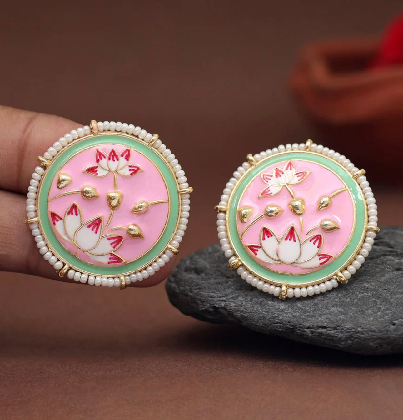 Black Meenakari Earrings