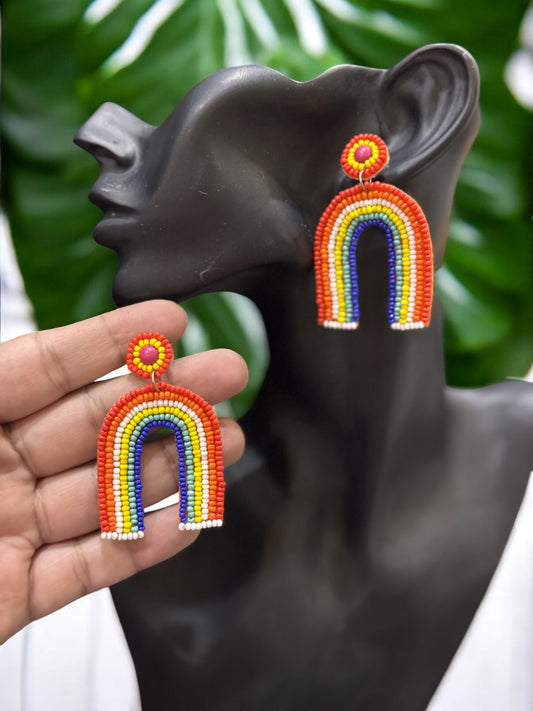 Rainbow Handbeaded Earrings