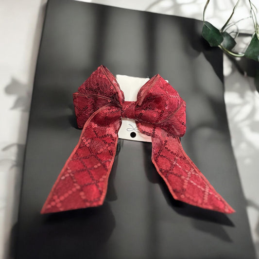 Red Lace Net Bow