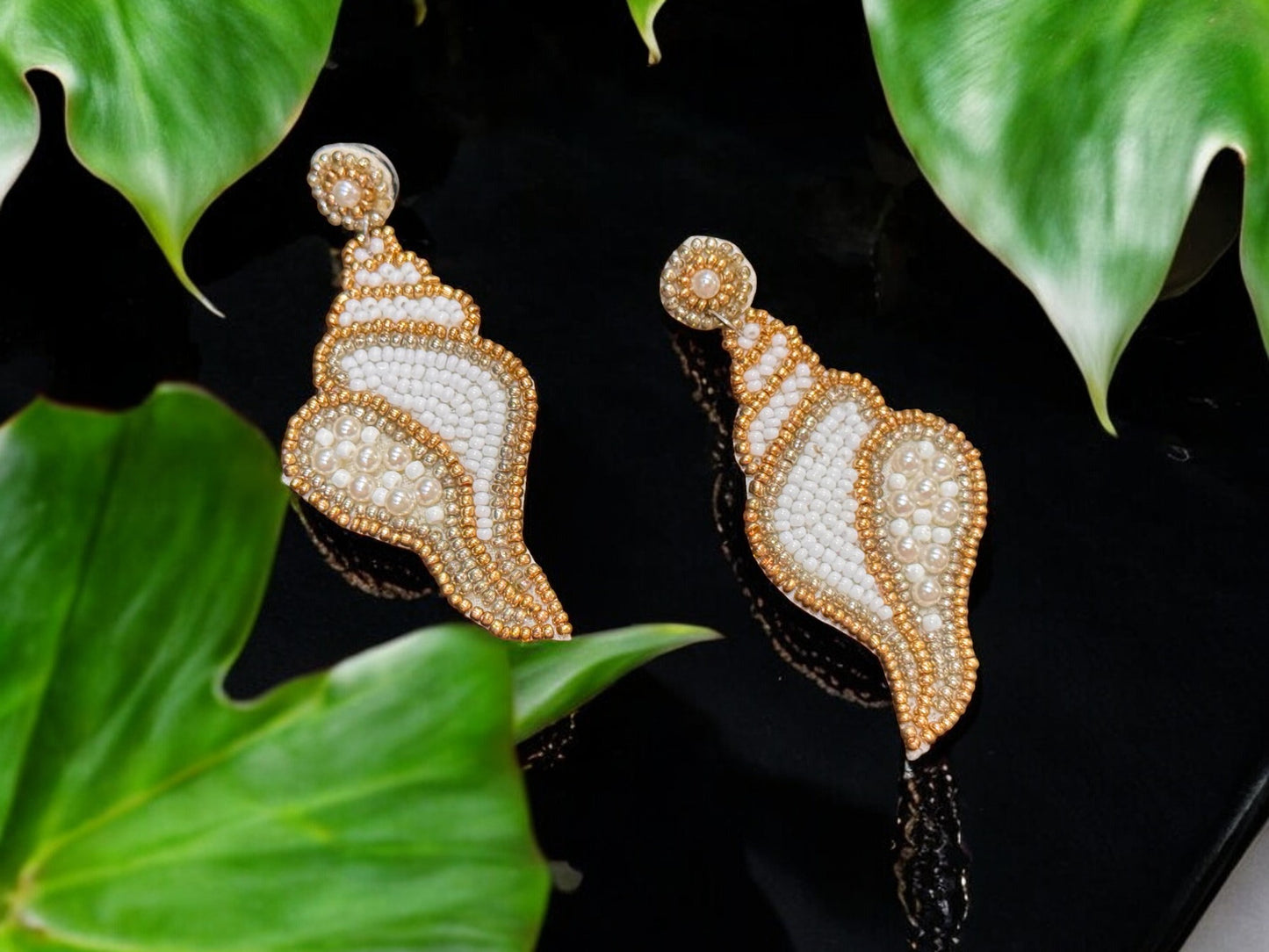 Shell Handbeaded Earrings