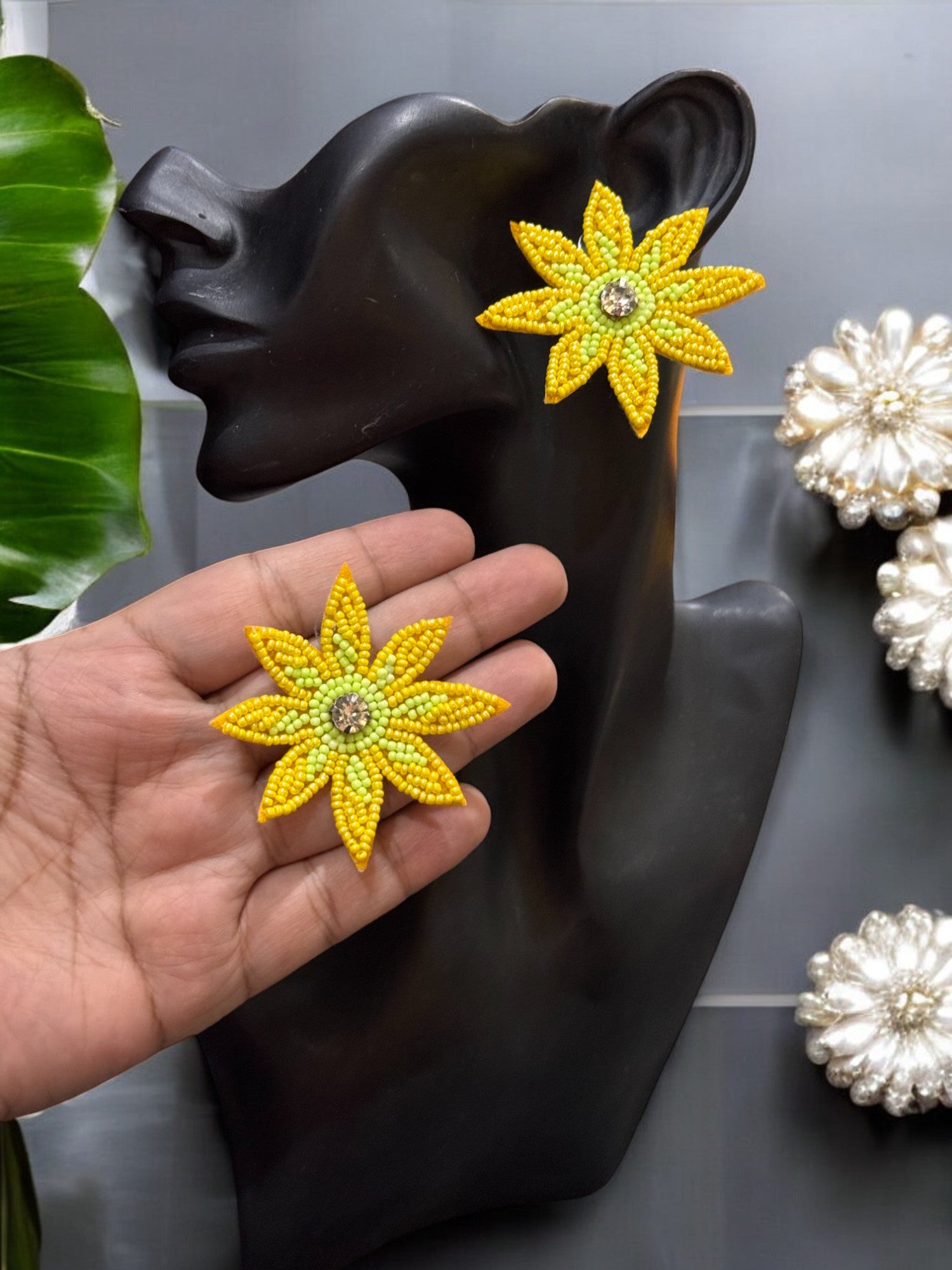 Sunflower Handbeaded Earrings