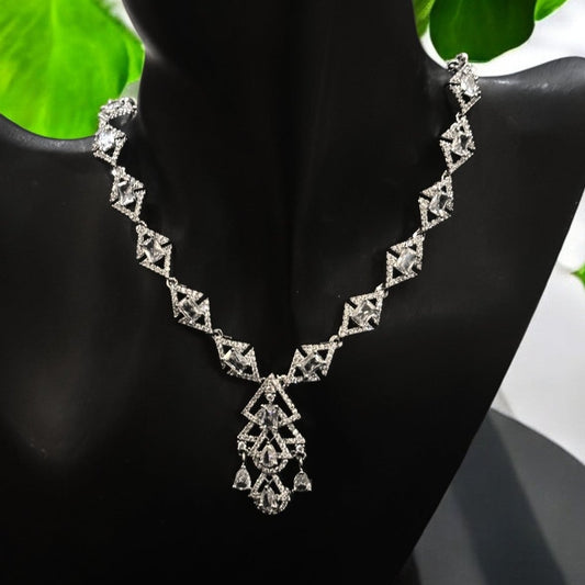 Triangle American Diamond Necklace Set