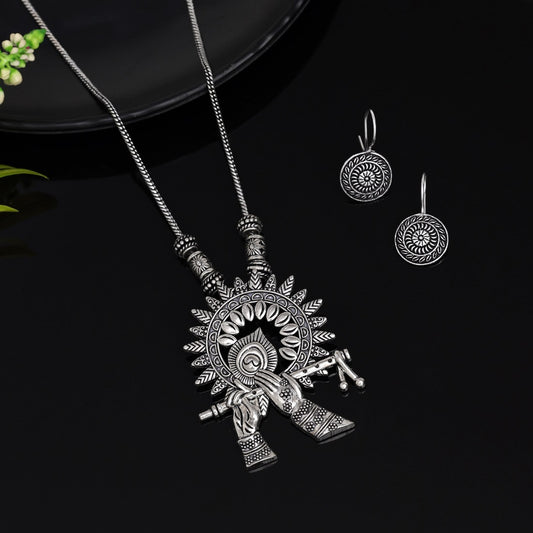 Silver Oxidised Necklace Set